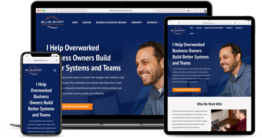 blue shirt coaching website redesign